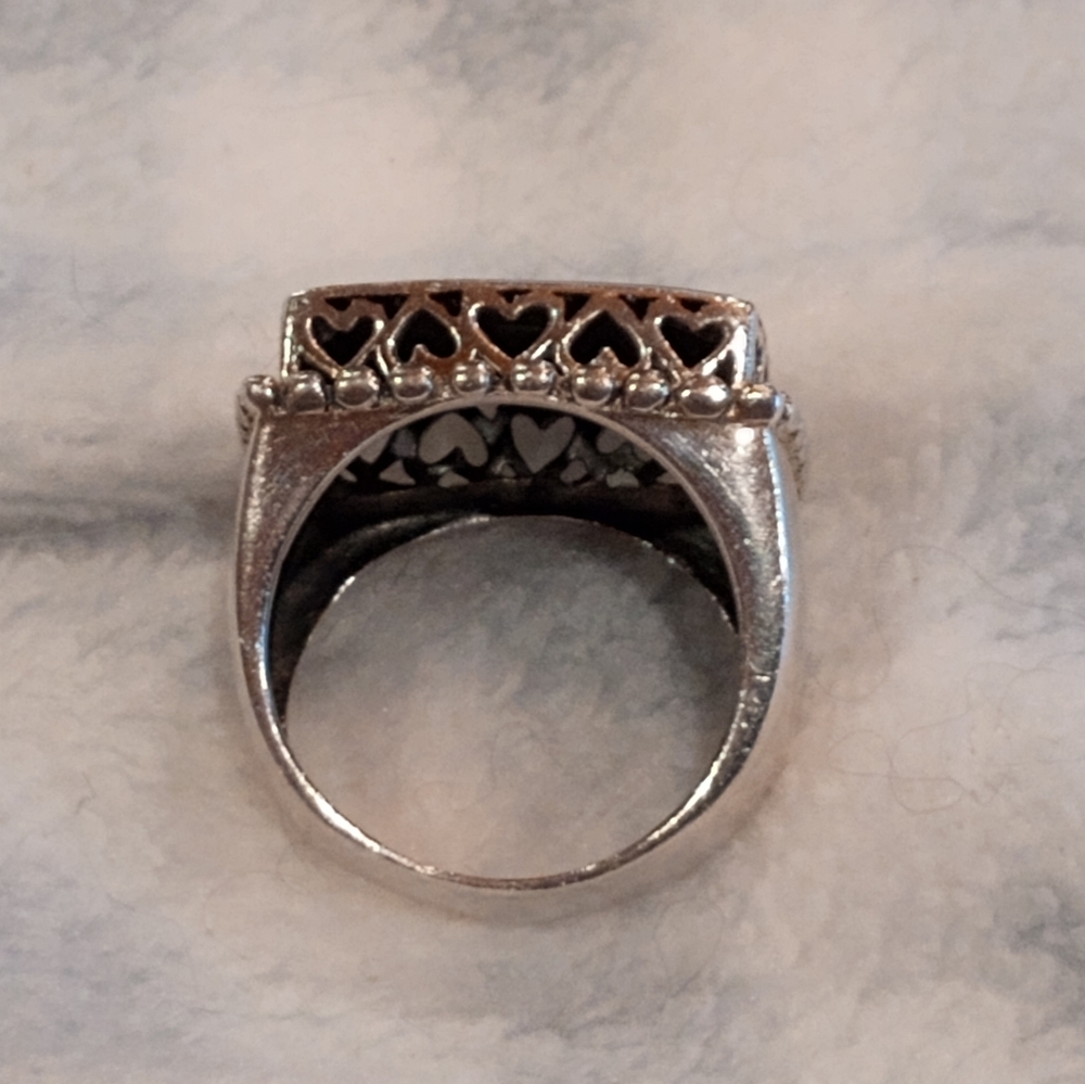 Black Onyx and Sterling Silver Statement Ring. Size 7 Vintage - Picture 7 of 7